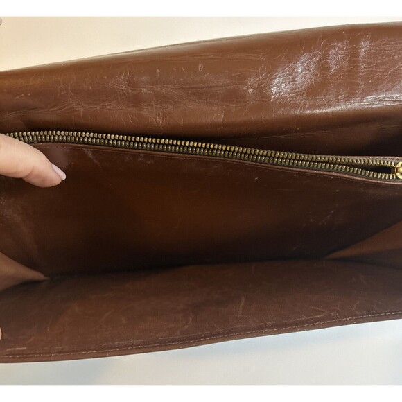Vintage Whiskey Brown Genuine Crocodile Alligator Clutch Handbag Purse